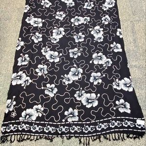 Floral SCARF Shawl Throw Black Flowers 5x3 feet